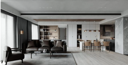 家裝新中式風(fēng)格家具：別致的極簡主義家具內(nèi)飾黑白灰色和米色的組合