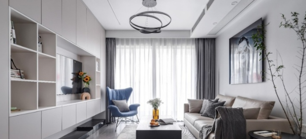 書柜效果圖片：電視墻局部做書柜，怎么做好看？