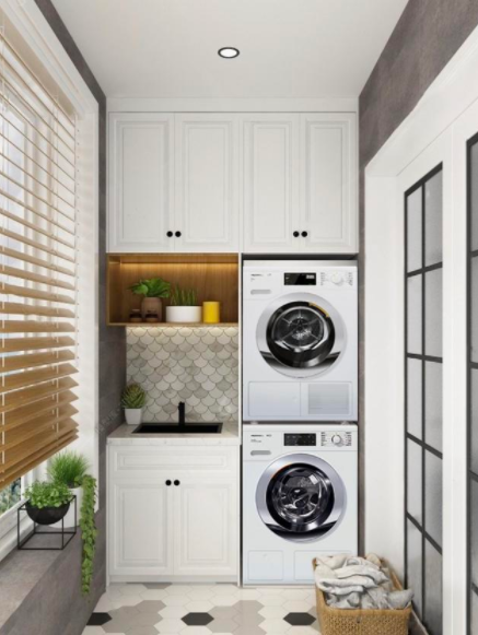 房子裝修設(shè)計流程，陽臺定制一個洗衣機(jī)柜，好看又實用