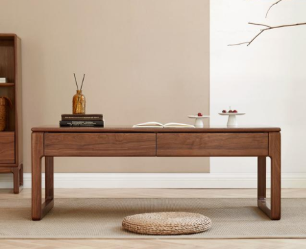 實木茶室設計圖：空谷茶幾，營造新中式的極簡之美