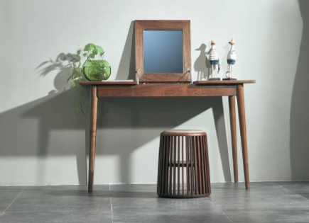 臥室梳妝臺高度：北美黑胡桃木多功能梳妝臺！